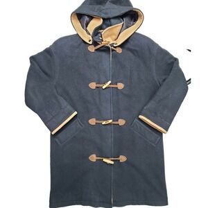 JG Hook Womens Size 8 Black Wool Blend Toggle Hooded‎ Trench Coat